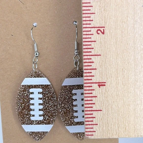 Acrylic Football Dangle Earrings Fashion Jewelry - Picture 2 of 2